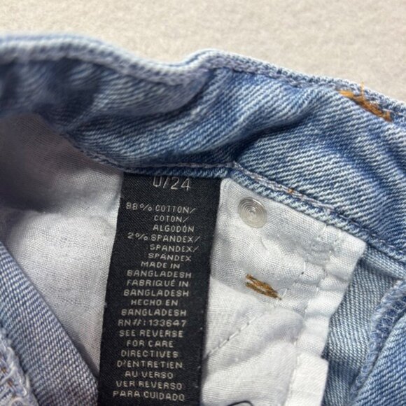 Kendall + Kylie 0/24 The Hipster Shorts Denim Distressed Frayed Hem Button Fly - Picture 5 of 10